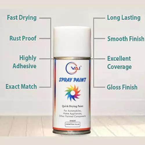 VAI ‎Blue Touch Up Spray Paint ‎225 ml for Tractor, ‎TR-FM-BL-225