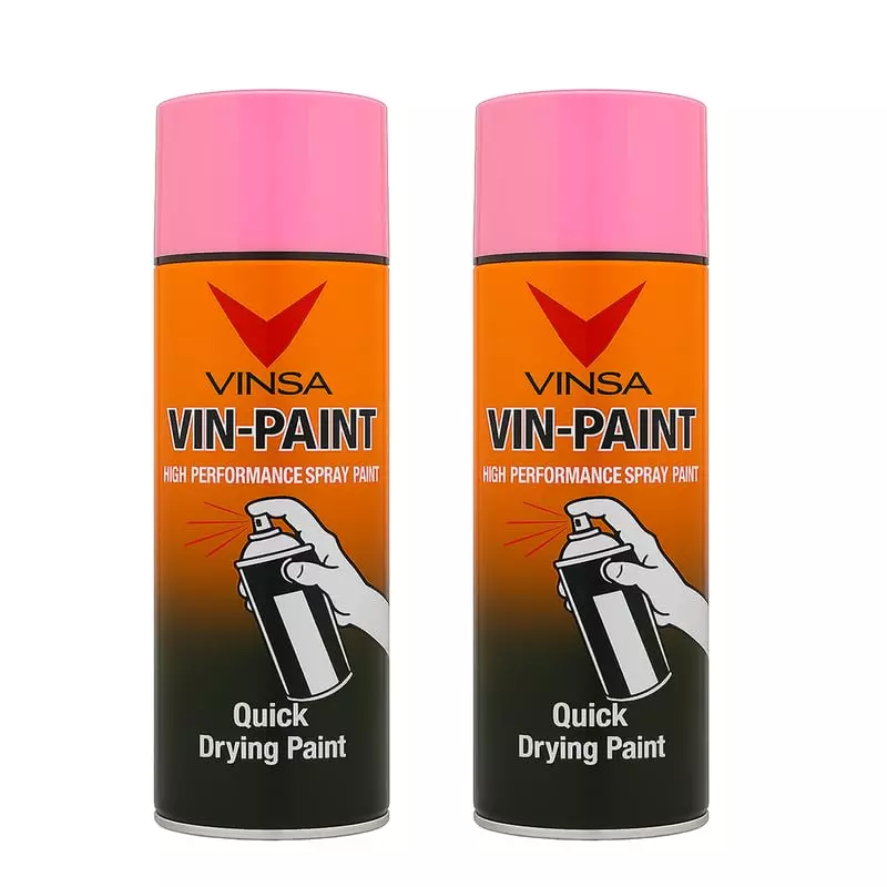 Vinsa Quick Drying Spray Paint Glossy Finish 440 ml Pink (Pack of 2 Pcs)