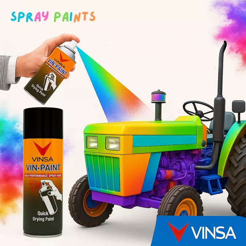 Vinsa Quick Drying Spray Paint Glossy Finish 440 ml Black (Pack of 3 Pcs)