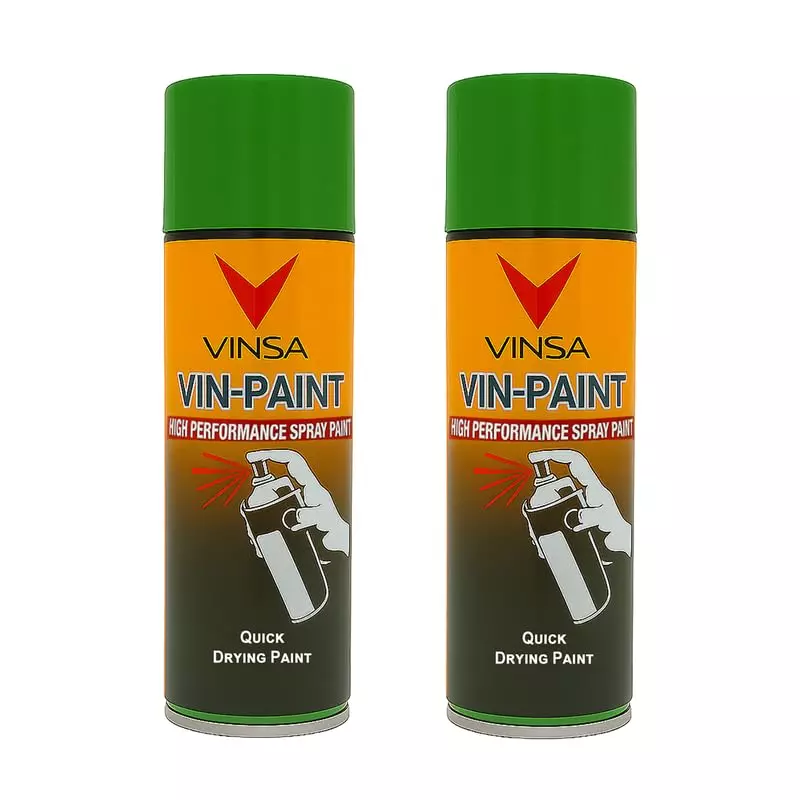 Vinsa Quick Drying Spray Paint Glossy Finish 440 ml Green (Pack of 2 Pcs)