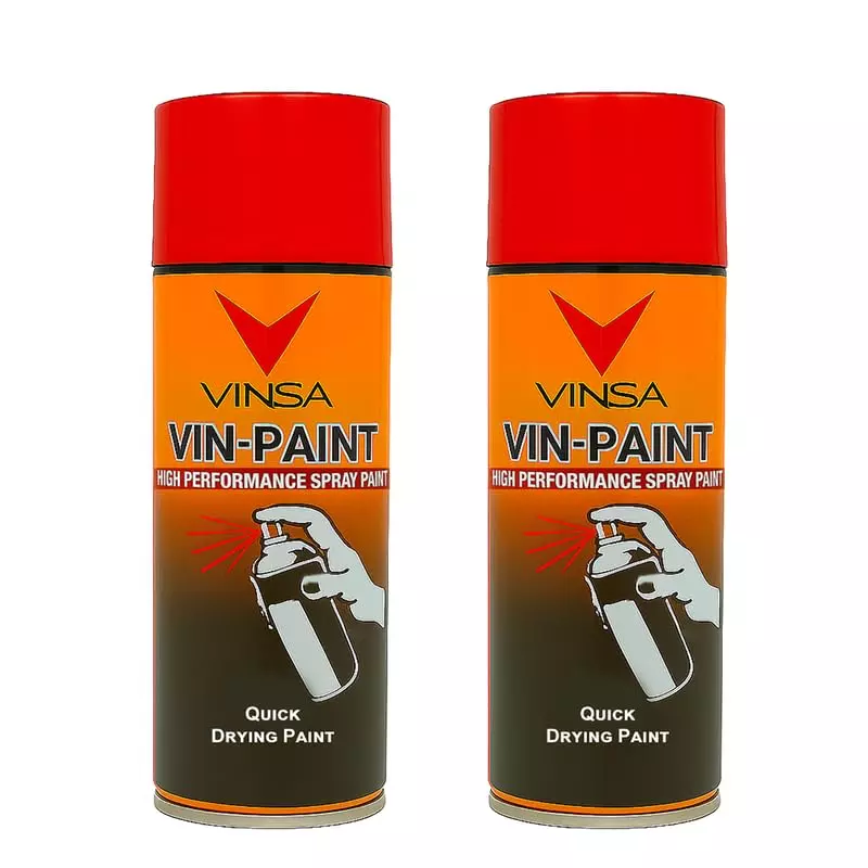 Vinsa Quick Drying Spray Paint Glossy Finish 440 ml Red (Pack of 2 Pcs)