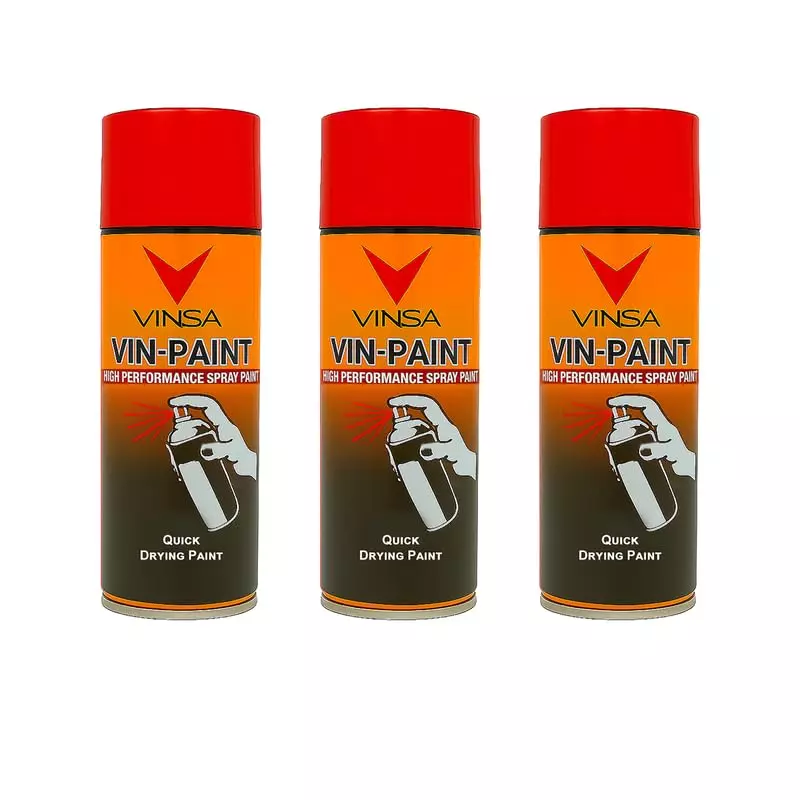 Vinsa Quick Drying Spray Paint Glossy Finish 440 ml Red (Pack of 3 Pcs)