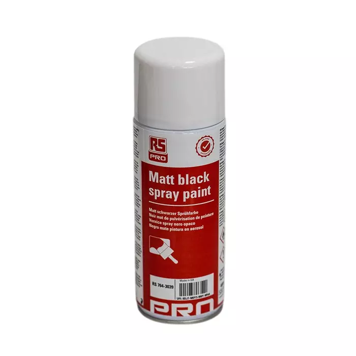 RS PRO Spray Paint Matt 400 ml Black Acrylic, 7643039