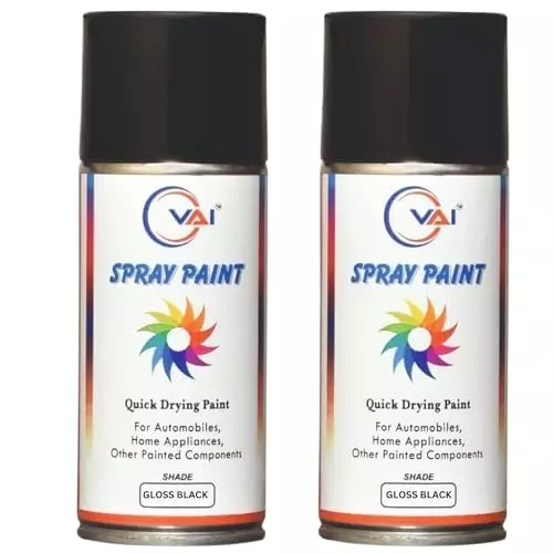 VAI ‎Black Spray Paint ‎225 ml for Bicycle, Bike, Cars, ‎VAI-GL-BL-2 (Pack of 2 Pcs)