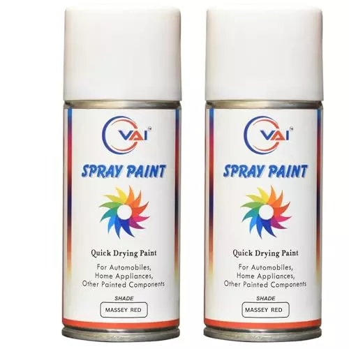 VAI ‎Red Touch Up Spray Paint ‎225 ml for Massey Ferguson Tractors, ‎TR-MS-R-225-2 (Pack of 2 Pcs)
