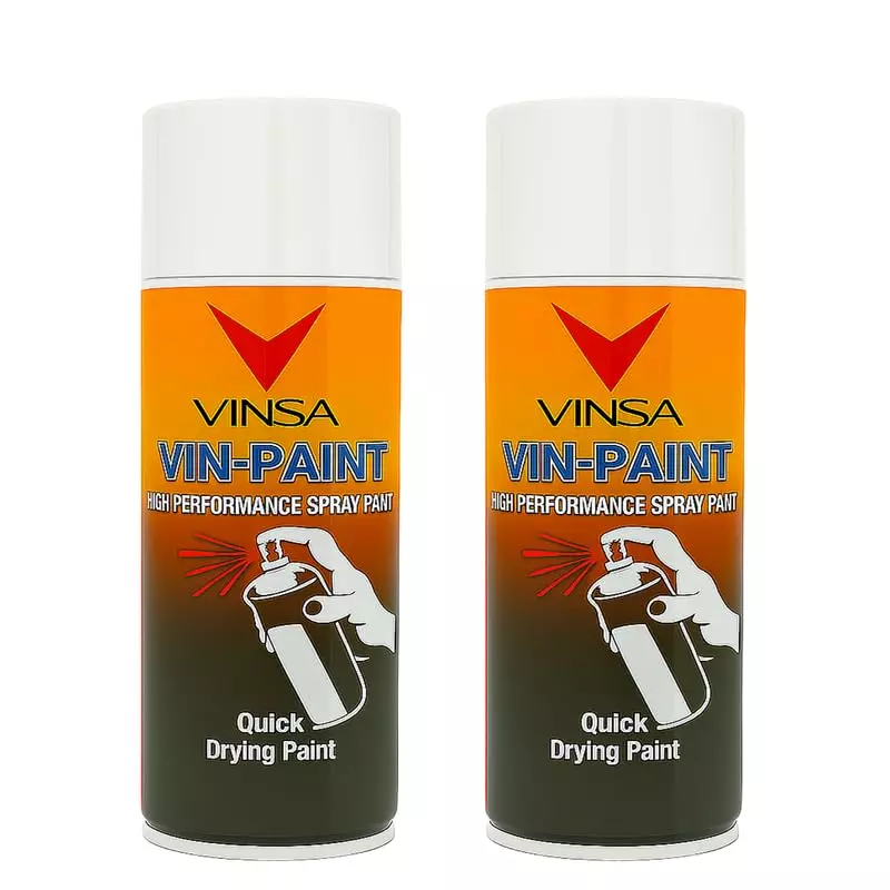 Vinsa Quick Drying Spray Paint Glossy Finish 440 ml White (Pack of 2 Pcs)