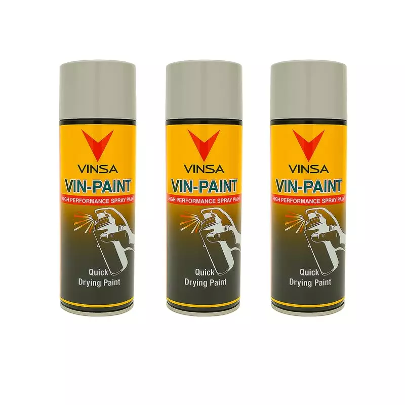 Vinsa Quick Drying Spray Paint Glossy Finish 440 ml Grey (Pack of 3 Pcs)