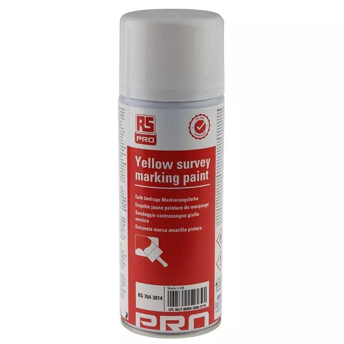 RS PRO Spray Paint 400 ml Yellow Acrylic Stone, Wood, Concrete, Steel, 7643014