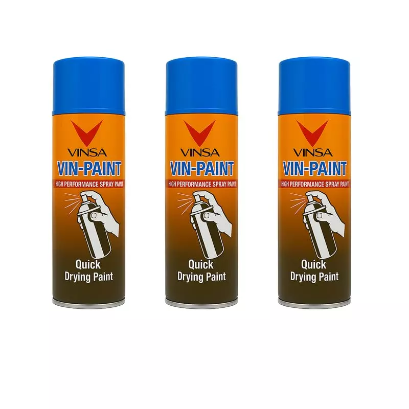 Vinsa Quick Drying Spray Paint Glossy Finish 440 ml Blue (Pack of 3 Pcs)