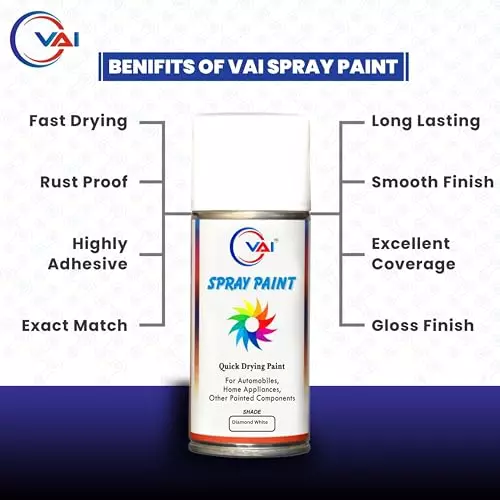 VAI ‎White Touch Up Spray Paint ‎225 ml for Scorpio, Bolero, Xylo, ‎MH-D-WH-225_01