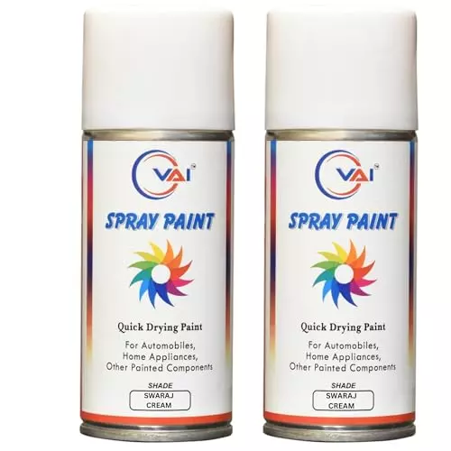 VAI ‎Cream Touch Up Spray Paint ‎225 ml for Tractor, ‎TR-CR-WH-225-2 (Pack of 2 Pcs)