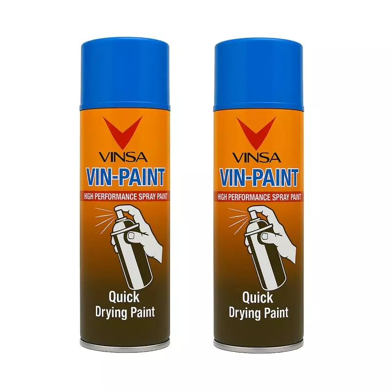 Vinsa Quick Drying Spray Paint Glossy Finish 440 ml Blue (Pack of 2 Pcs)