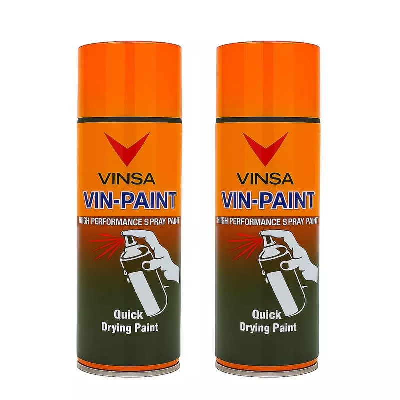 Vinsa Quick Drying Spray Paint Glossy Finish 440 ml Orange (Pack of 2 Pcs)