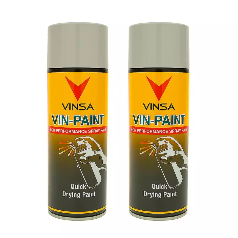 Vinsa Quick Drying Spray Paint Glossy Finish 440 ml Grey (Pack of 2 Pcs)