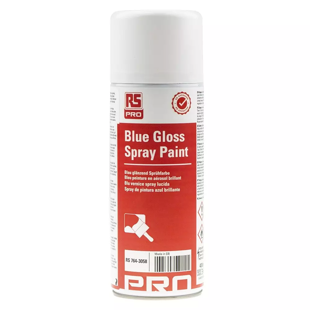 RS PRO Spray Paint Gloss 400 ml Blue Acrylic 1.5 m² Coverage, 7643058