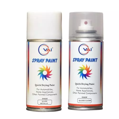 VAI ‎Silver Metallic Touch Up Spray Paint ‎225 ml for Maruti Suzuki Cars, ‎MR-PM-SL-2 (Pack of 2 Pcs)