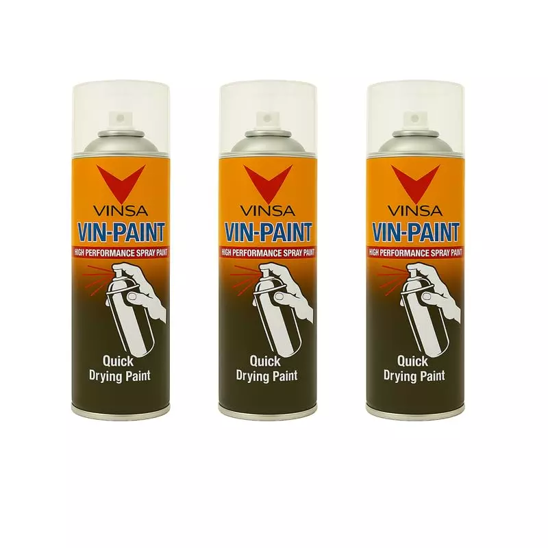 Vinsa Quick Drying Spray Paint Glossy Finish 440 ml Clear (Pack of 3 Pcs)