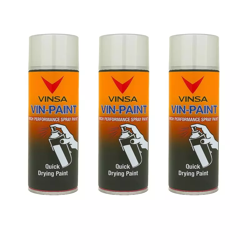 Vinsa Quick Drying Spray Paint Glossy Finish 440 ml Silver (Pack of 3 Pcs)