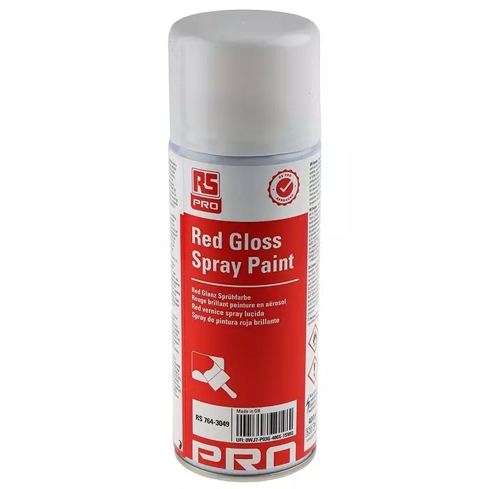RS PRO Spray Paint Gloss 400 ml Red Acrylic 1.5 m² Coverage, 7643049