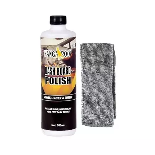 Kangaroo 500 ml Dashboard or Leather Polish with Microfiber Cloth Non-Greasy Shine, DB_500_(TWL+FOM)