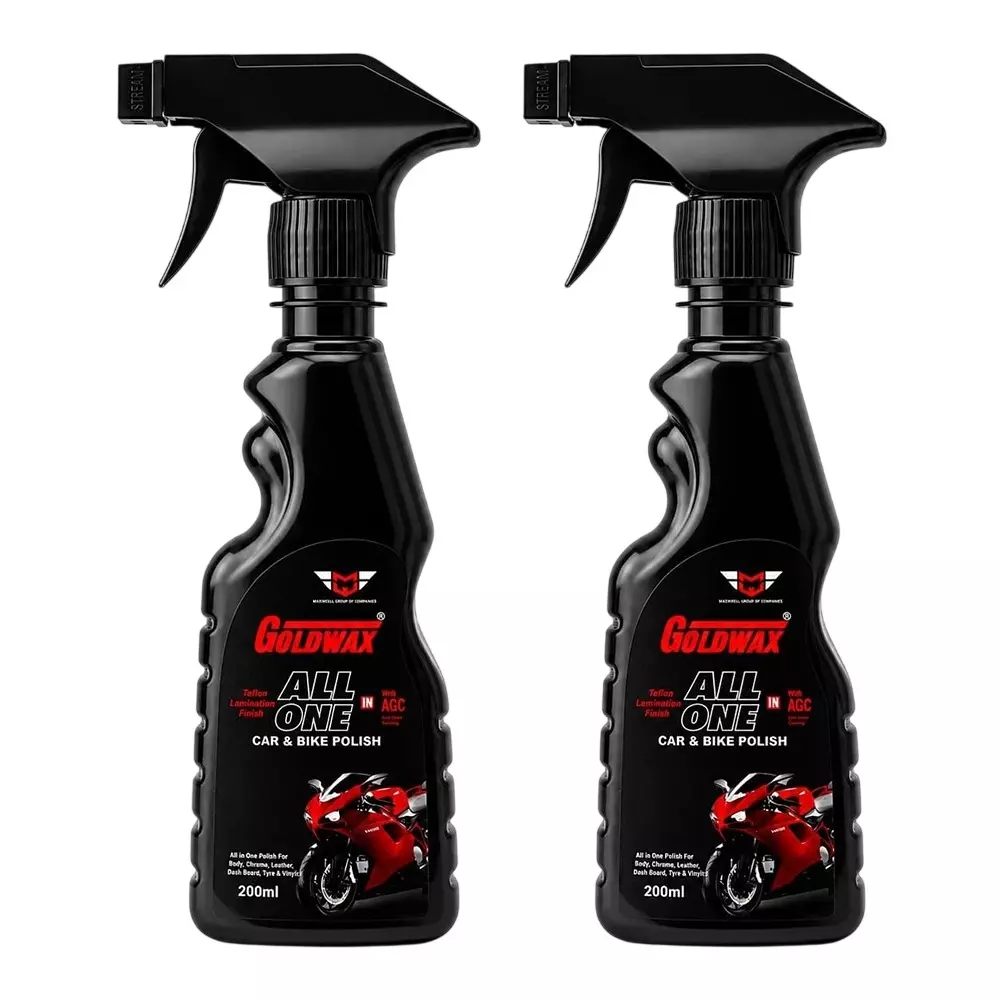 Goldwax All In One Car & Bike Polish Spray 200 ml Liquid Bottle Teflon Lamination Finish for Car & Bike Use, (Pack of 2 Pcs)