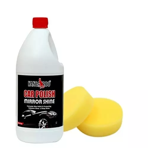Kangaroo 1 L Car Polish Cream Wax with 2 Foam Pads High Gloss, CP_1 LTR