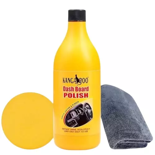 Kangaroo 1 L Dashboard Polisher, Foam Pad & Microfibre Cloth Non-Sticky, Y_DB_1 LITRE_TWL_FOM