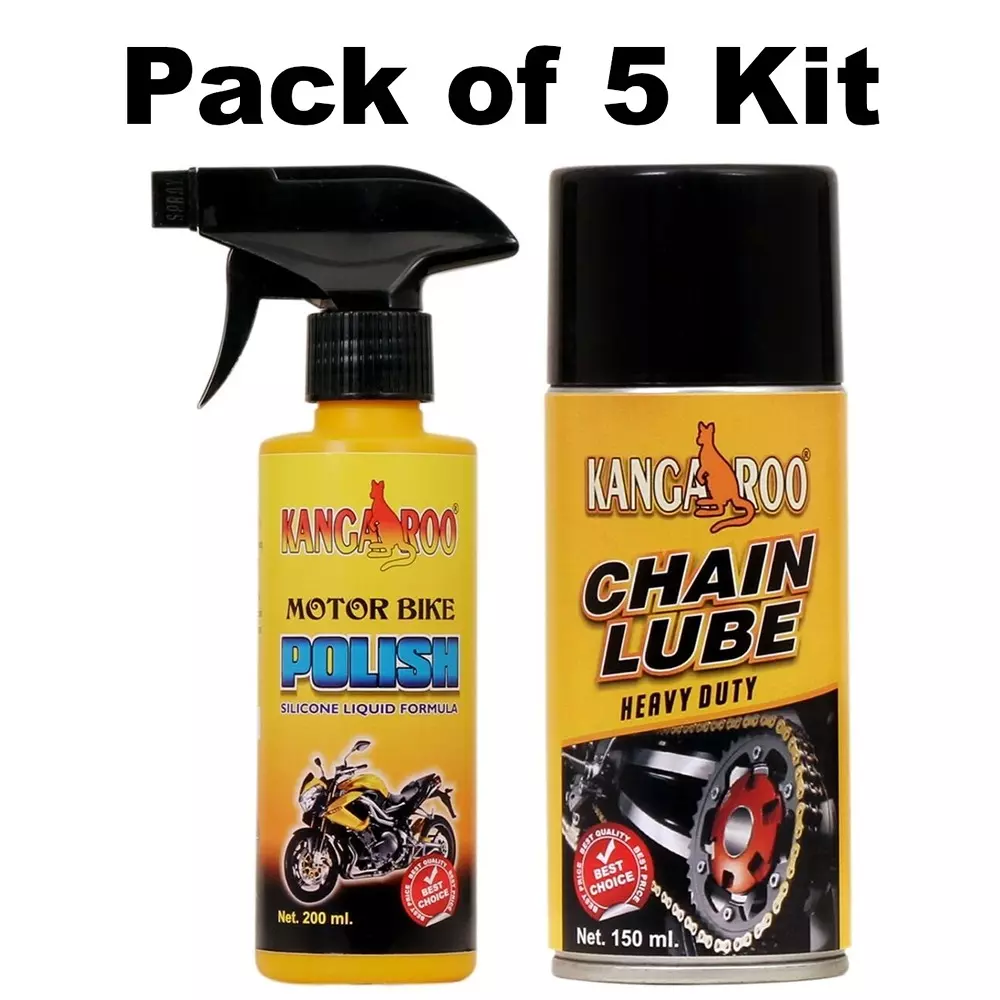 kangaroo-200-ml-motor-bike-polish-and-150-ml-chain-lubricant-spray-liquid-form-for-all-motorcycles-bikes-mbcl-2-pack-of-5-kit