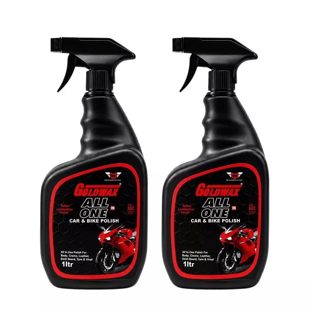 Goldwax All In One Car & Bike Polish Spray 1 L Liquid Bottle Teflon Lamination Finish for Car & Bike Use, (Pack of 2 Pcs)