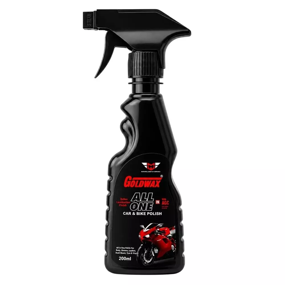 Goldwax All In One Car & Bike Polish Spray 200 ml Liquid Bottle Teflon Lamination Finish for Car & Bike Use