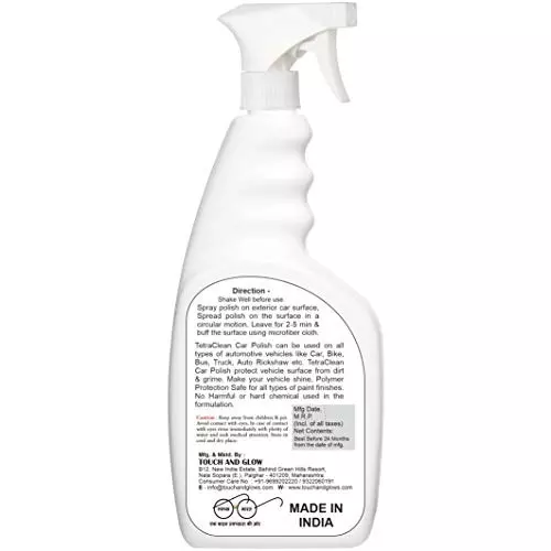 TetraClean High Glossy Car Exterior Polish 500 ml for Wax And Silicon, Removes Grease, Oil, Dirt, And Dust