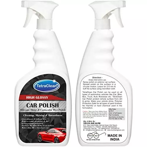 TetraClean High Glossy Car Exterior Polish 500 ml for Wax And Silicon, Removes Grease, Oil, Dirt, And Dust