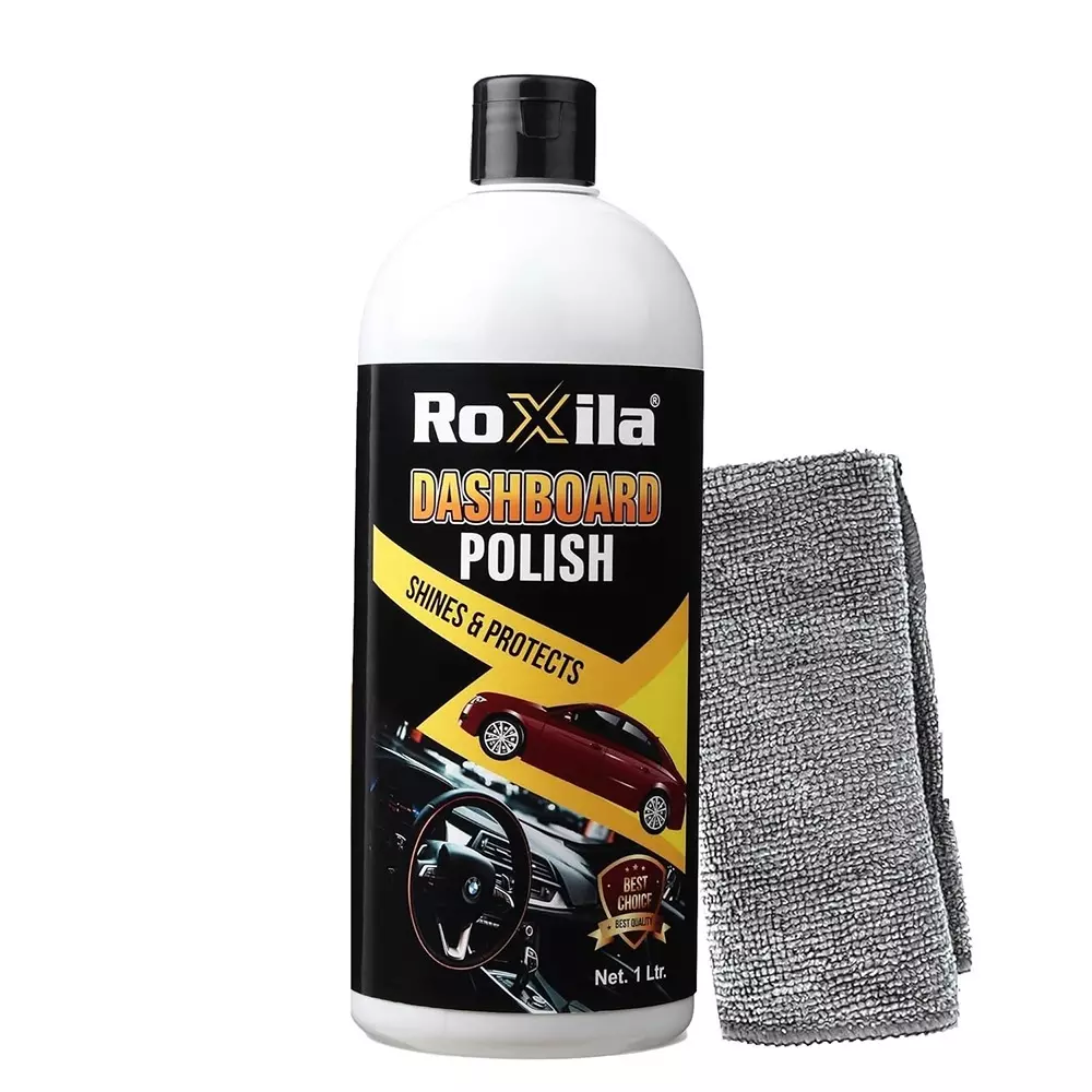Roxila Interior Polishing Dashboard Polish With Microfiber Cloth Unscented 1 L Bottle Liquid for Shining & Polishing