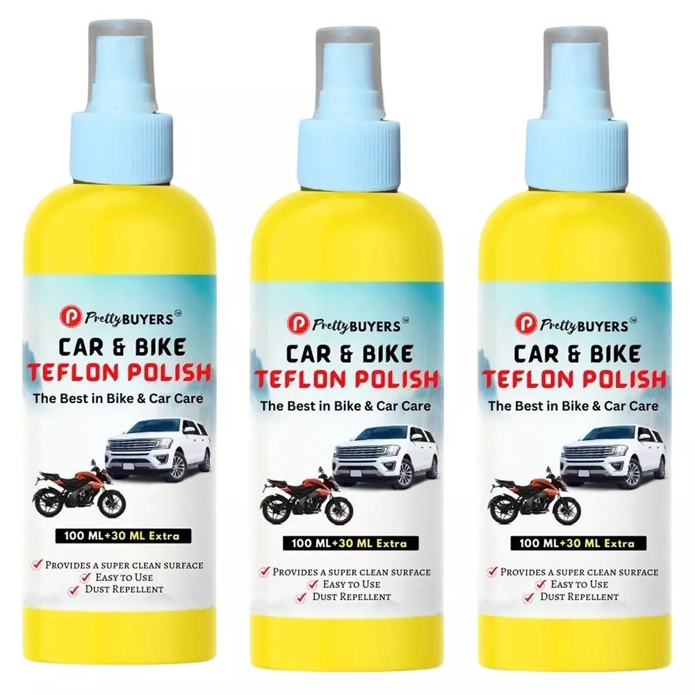 PrettyBUYERS Liquid Car & Bike Teflon Polish Spray 130 ml Each (Pack of 3)