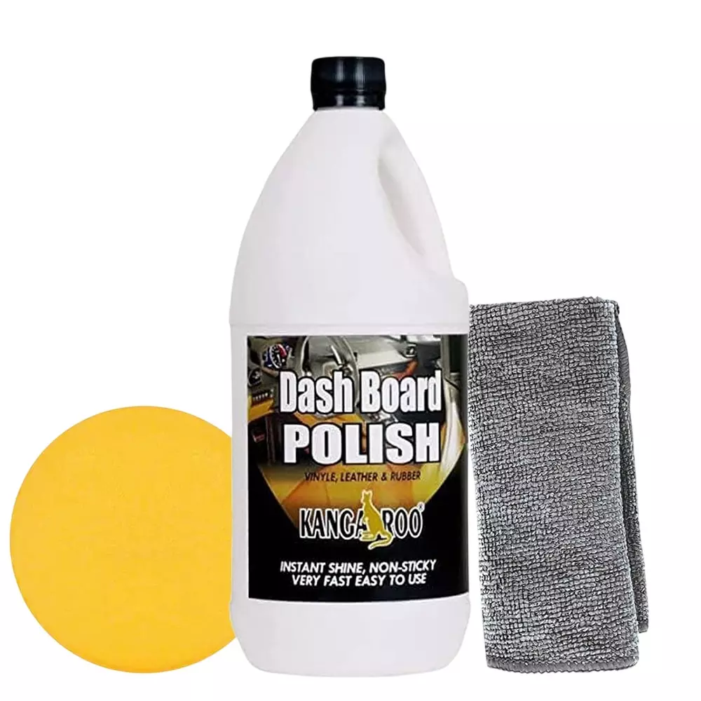 Kangaroo 1 Kg Dashboard & Leather Polish with 1 Microfiber Cloth and 1 Foam Applicator for Cleaning Car Interiors, NEW_WHT_DB_1KG (Pack of 5 Kit)