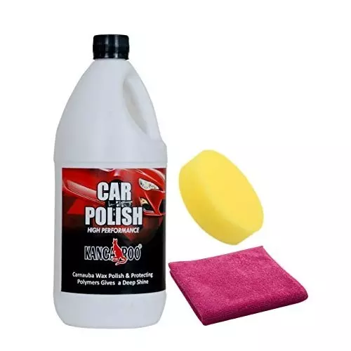 Kangaroo 1 L Car Polish Cream Wax, Foam Pad & Microfiber Cloth High Gloss, CP-1 LTR