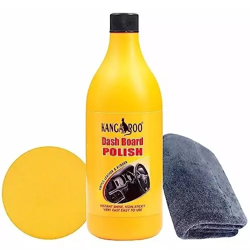 Kangaroo 1 Kg Car Dashboard & Leather Polish, 1 Microfiber Cloth and 1 Foam Applicator Restores Shine, Y_DB_1 LTR