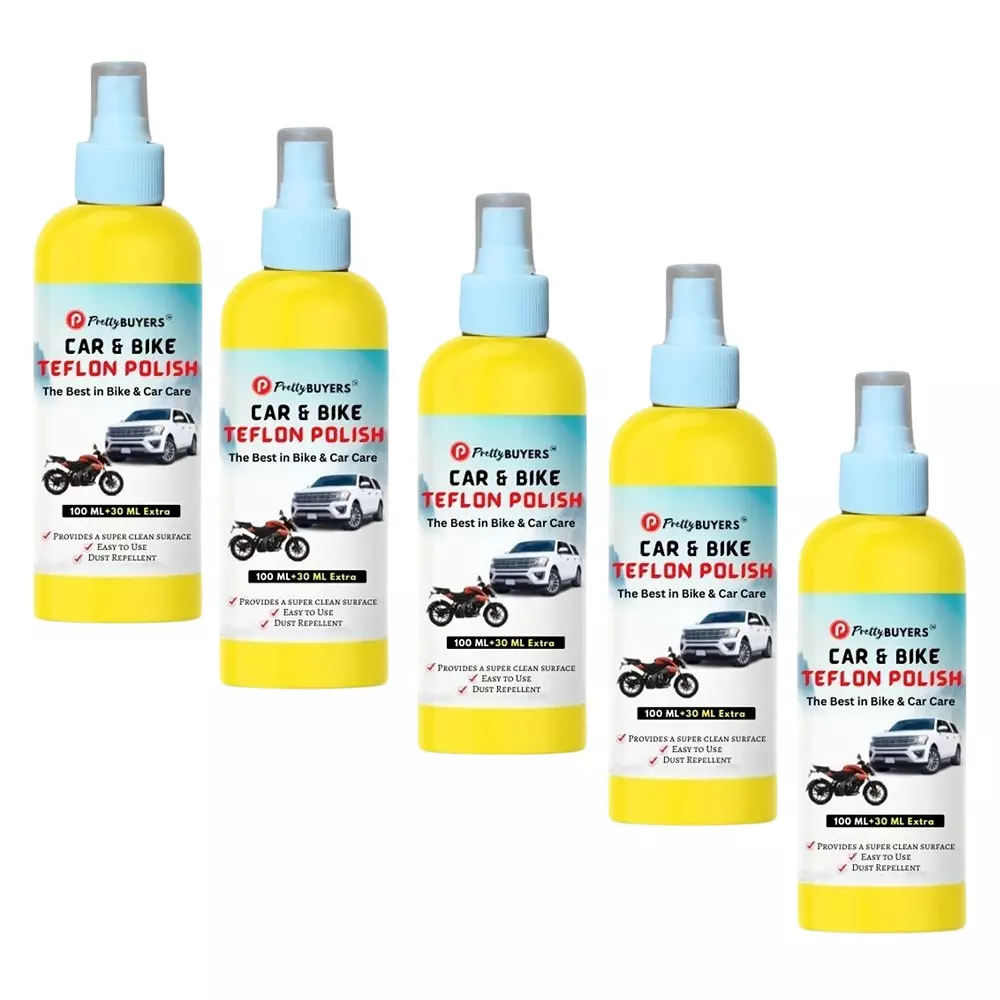 PrettyBUYERS Liquid Car & Bike Teflon Polish Spray 130 ml Each (Pack of 5)
