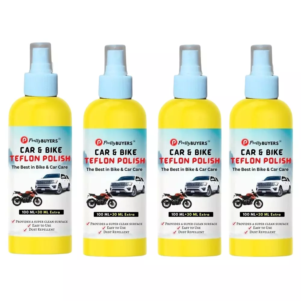 PrettyBUYERS Liquid Car & Bike Teflon Polish Spray 130 ml Each (Pack of 4)