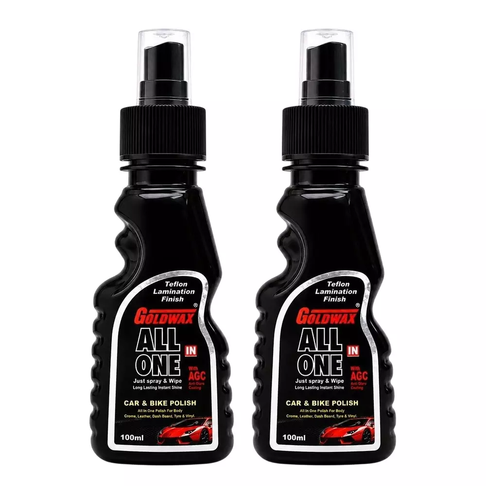 Goldwax All In One Car & Bike Polish Spray 100 ml Liquid Bottle Teflon Lamination Finish for Car & Bike Use, (Pack of 2 Pcs)