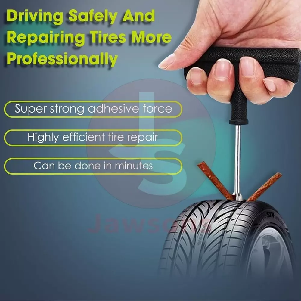 Jawsons Compact & Durable Tubeless Tire Repair Kit for Emergency Road Situation, ‎TR-RPR-KIT (Set of 8 Pcs)