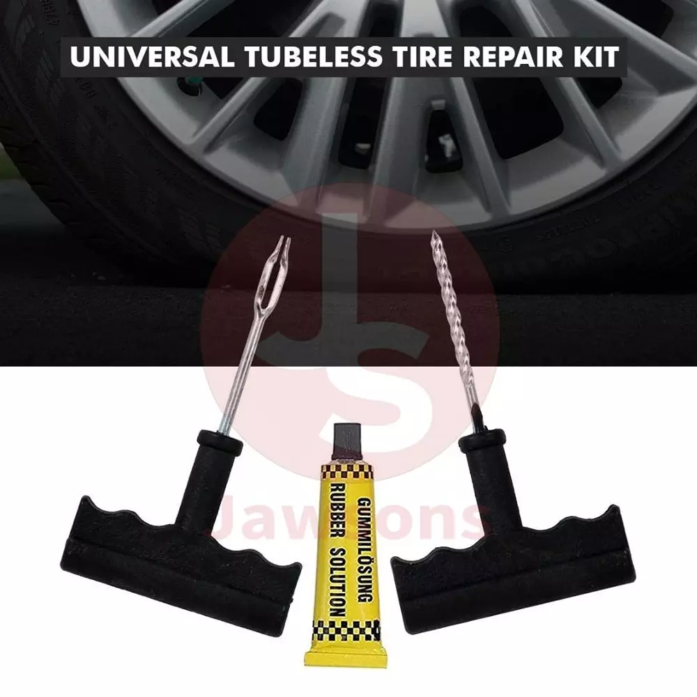 Jawsons Compact & Durable Tubeless Tire Repair Kit for Emergency Road Situation, ‎TR-RPR-KIT (Set of 8 Pcs)
