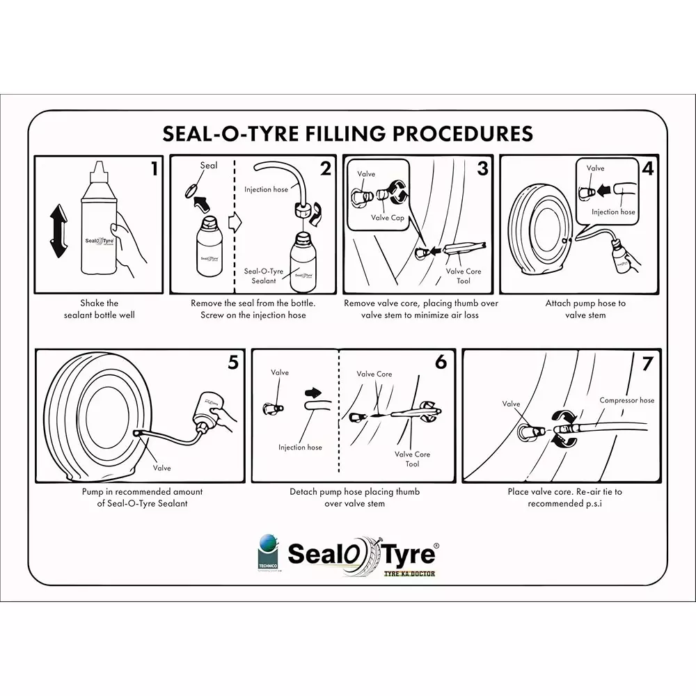 Seal-O-Tyre Anti Puncture Tubeless Tyre Sealant 350 ml (4 Piece Per pack , Pack of 10)