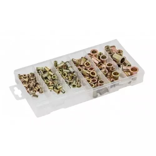 Hogert Technik 150 Pcs Rivet Nut Assortment Set Made of Steel Knurled Shape and 6 Sizes, HT8G505