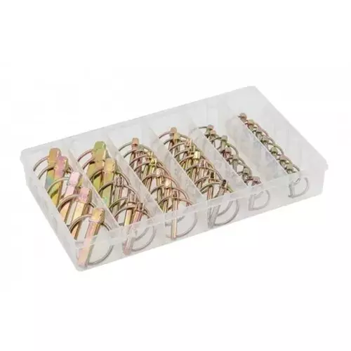 Hogert Technik 50 Pcs Lynch Pin Assortment Set Made of Steel Used for Securing Rod, HT8G506