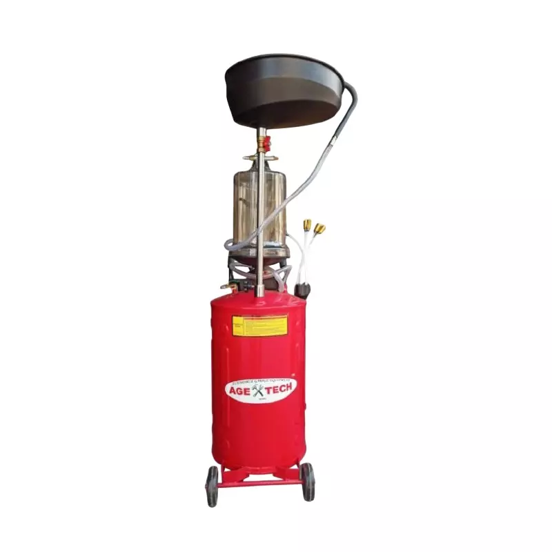 AGE TECH Pneumatic Waste Oil Collector with Oil Sucker & Measuring Glass 10 L Oil Basin Volume and 80 L Tank Volume, YZ-3397