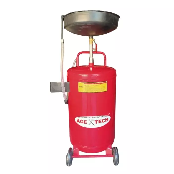 AGE TECH Pneumatic Waste Oil Collector Single Connect Air Exhaust & Oil Receiver 10 L Oil Basin Volume and 80 L Tank Volume, YZ-3196