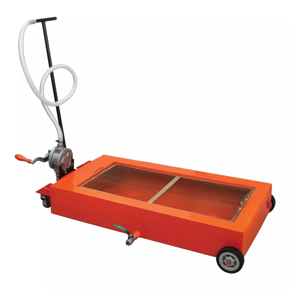 Groz Oil Drain with Manual Rotary Pump 90 L Reservoir Capacity 2.5 m Discharge Hose Red, TD/90P