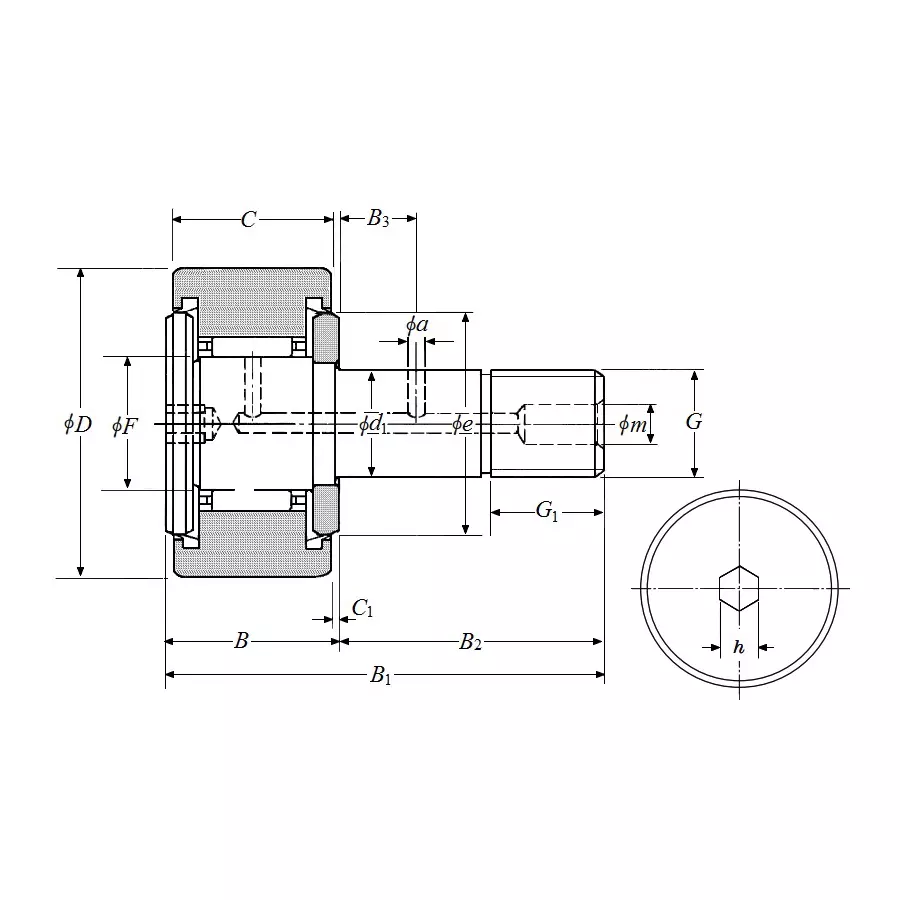 NTN Cam Follower Bearing, Inner Dia 12 mm, Outer Dia 32 mm, Width 14 mm, KR32XH