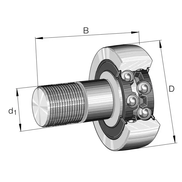 INA Stud Type Track Roller , 62 mm OD, KR5205-2RS